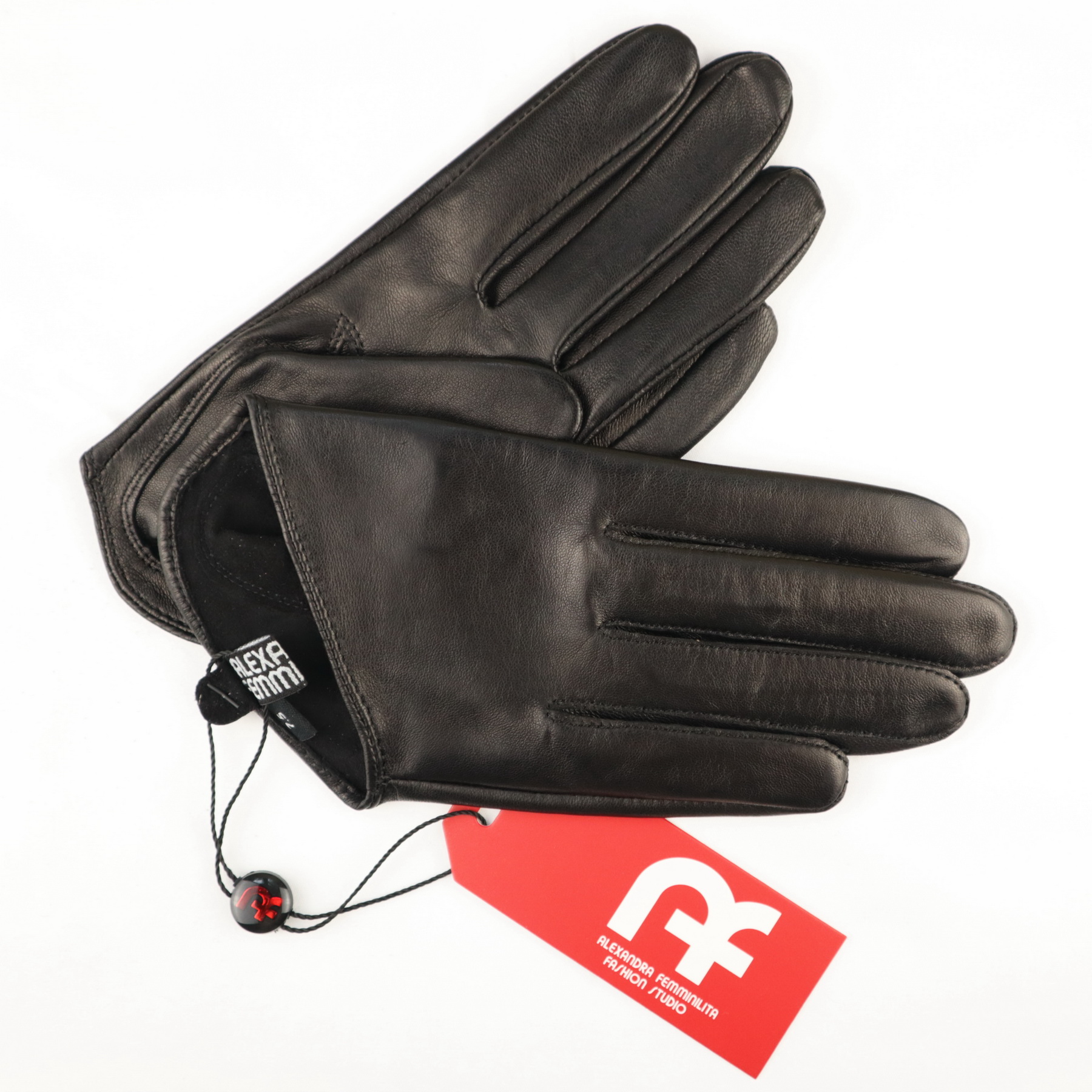 Half-scoop leather gloves with button standard size